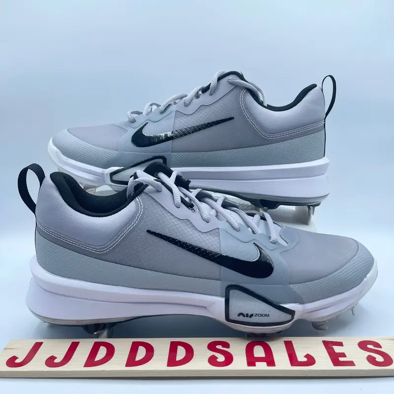 Nike Force Zoom Trout 9 Gray White Metal Baseball Cleats FB2907-002 Mens Sz 8
