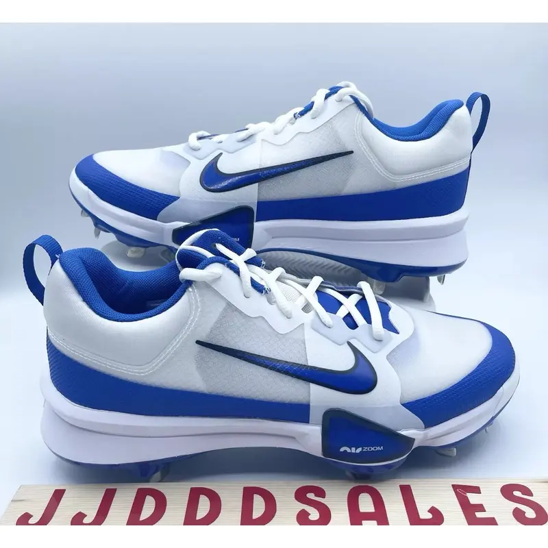 Nike Force Zoom Trout 9 White Royal Metal Baseball Cleats FB2907-101 Mens Sz 8.5
