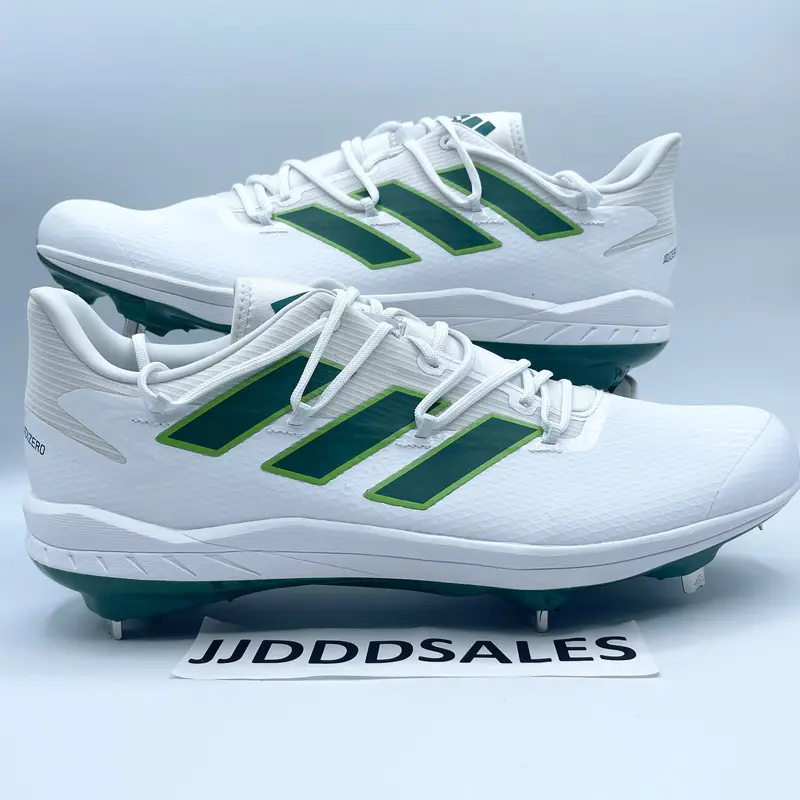 Adidas Adizero Afterburner 8 White Green Baseball Cleats H00973 Mens Sz 12   New