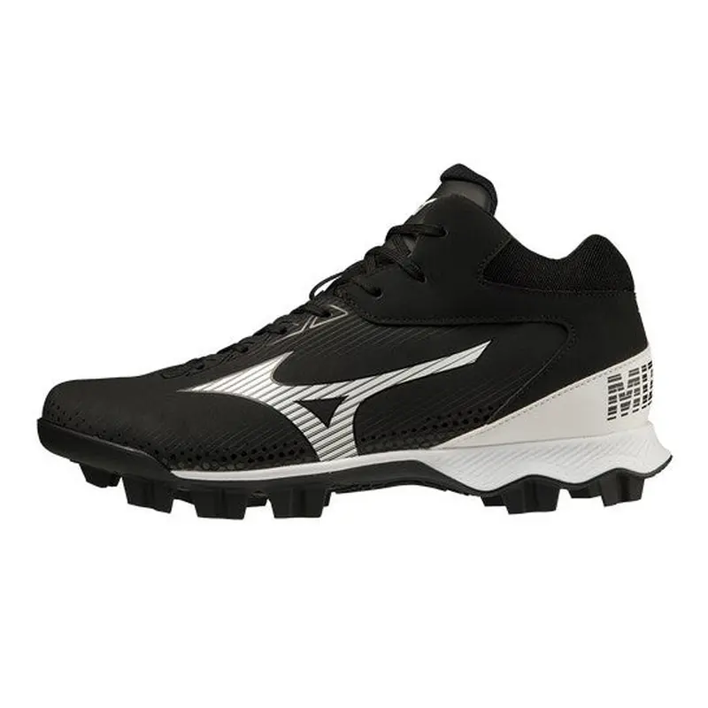 Black Men's Size M 10.0 (W 11.0) Adult Mizuno Mid Top Molded Cleats (New)