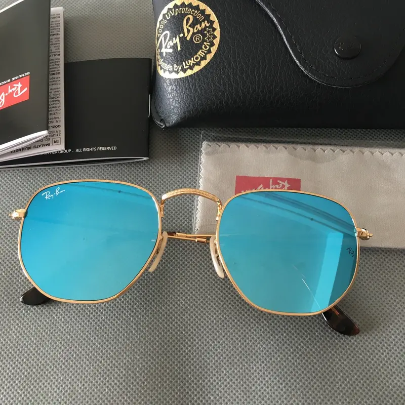 Ray-Ban 3548N Hexagonal  Classic Blue Sunglasses with Case - UV Protection Unisex