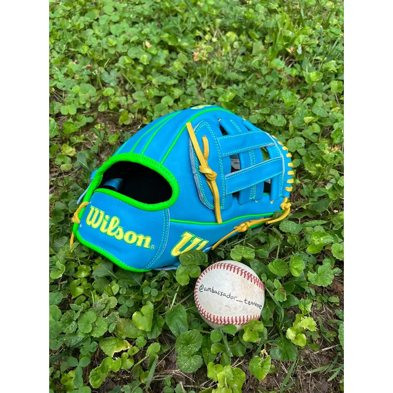 2025 Wilson A2000 PP05 11.5 H Web Infield Baseball Glove Baby Blue/Yellow/Green