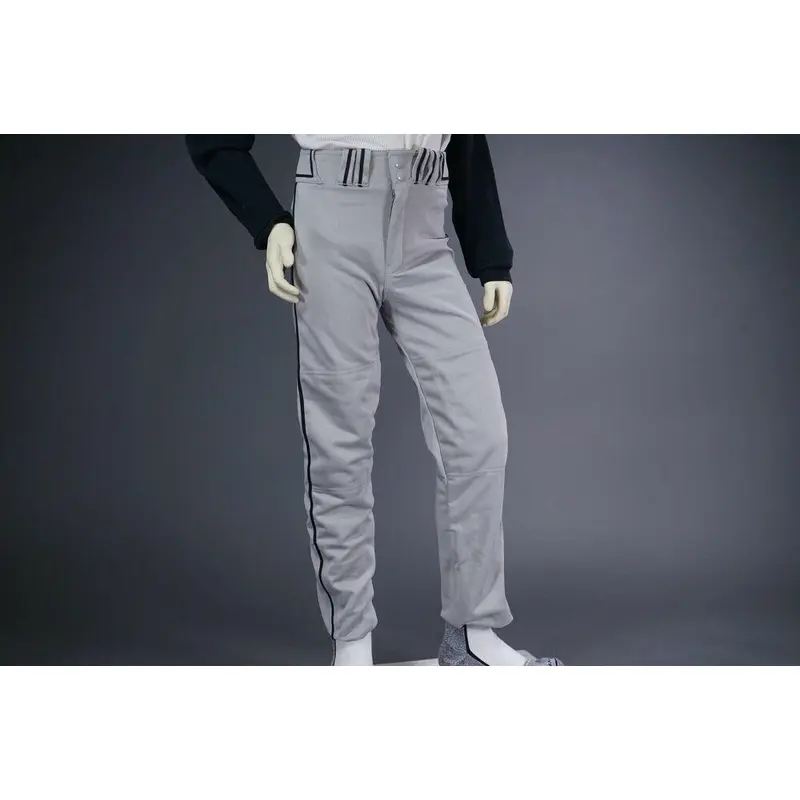 COMBAT PIPED STOCK OPEN BOTTOM BASEBALL/SOFTBALL PANTS, GRAY/BLACK ~ ADULT XL