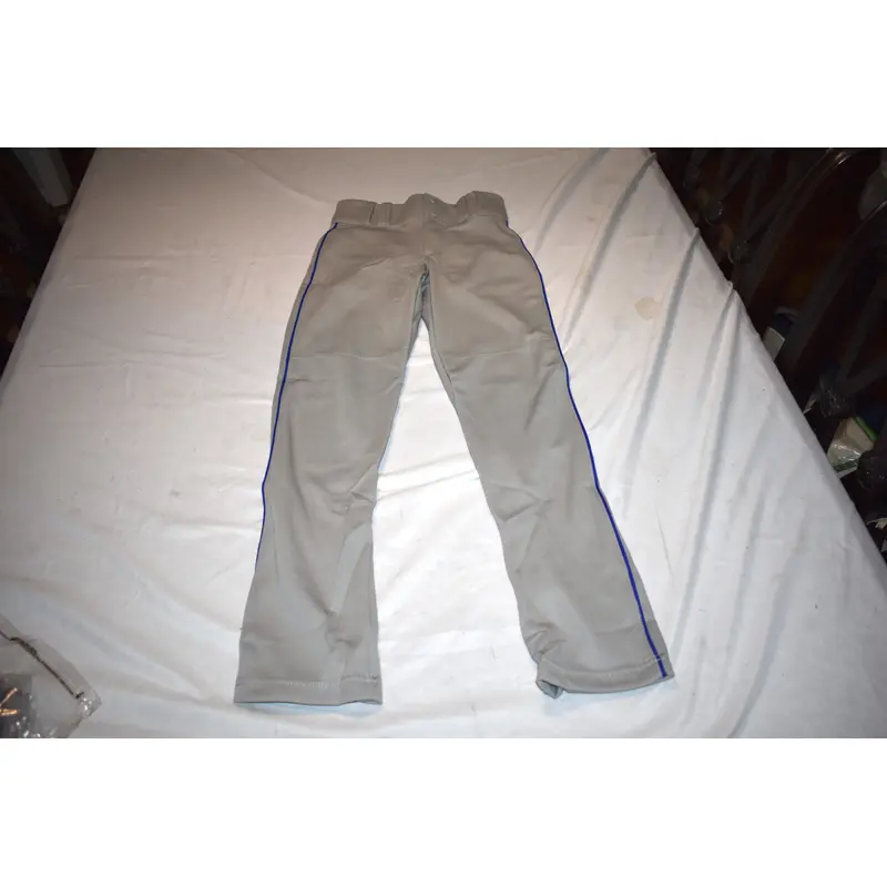 NEW - Youth Hemmed Piped Baseball Pants, Gray/Royal, Youth Large