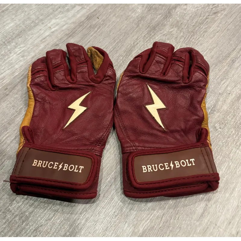 Bruce Bolt Youth Medium Batting Gloves (Maroon)