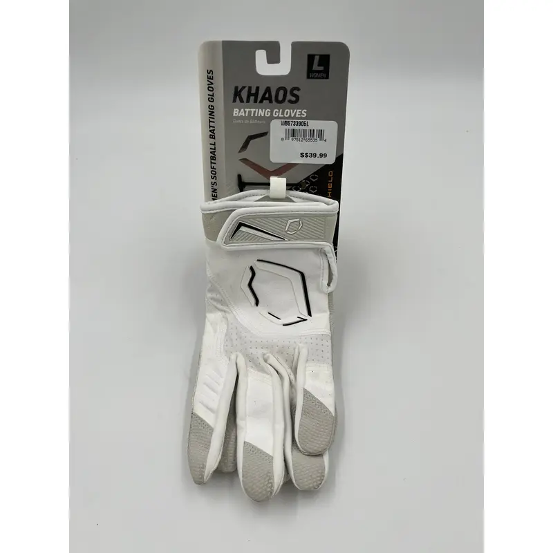 Evoshield Womens Khaos Batting Gloves Size Large White Brand New