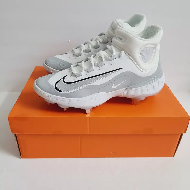 Nike Alpha Huarache Elite 4 Mid Baseball Cleats FD2744-102 Size 7 Gray