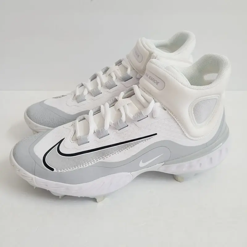 Nike Alpha Huarache Elite 4 Mid Baseball Cleats FD2744-102 Size 7 White Gray
