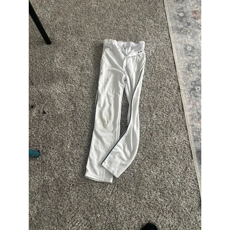 Adult small Rawlings baseball pants white with navy piping