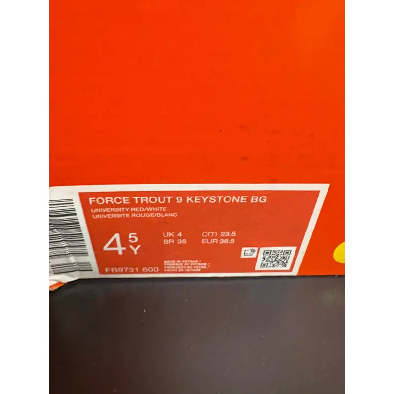 Red Kid's Youth Size 4.5 Nike Force Trout 9 Keystone Molded Cleats (New)