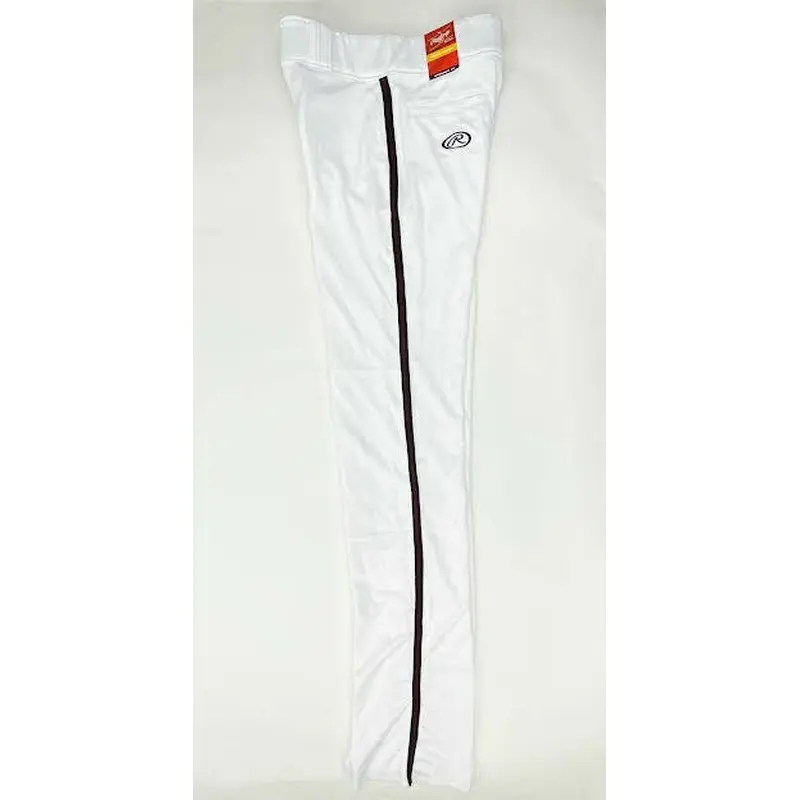 Rawlings Unhemmed Straight Fit White Baseball Pant Black Maroon Braid Mens Small