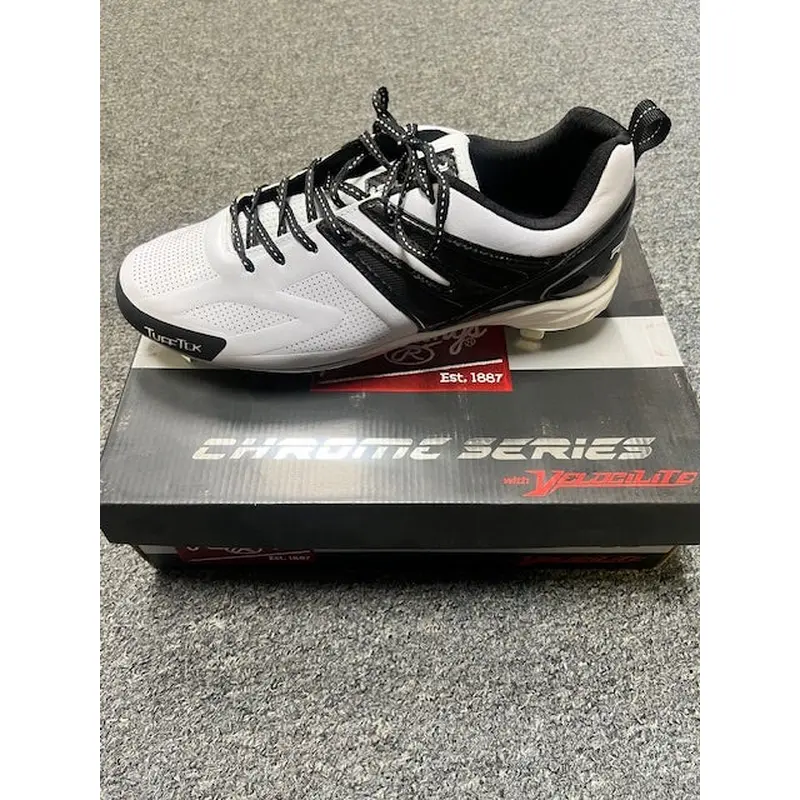 White/Black Rawlings Conquer Low Metal Cleats-New