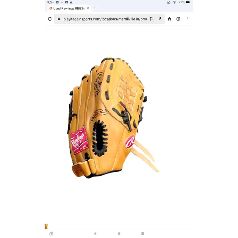 Used Rawlings Right Hand Throw Infield RBG36T Baseball Glove 12.5"