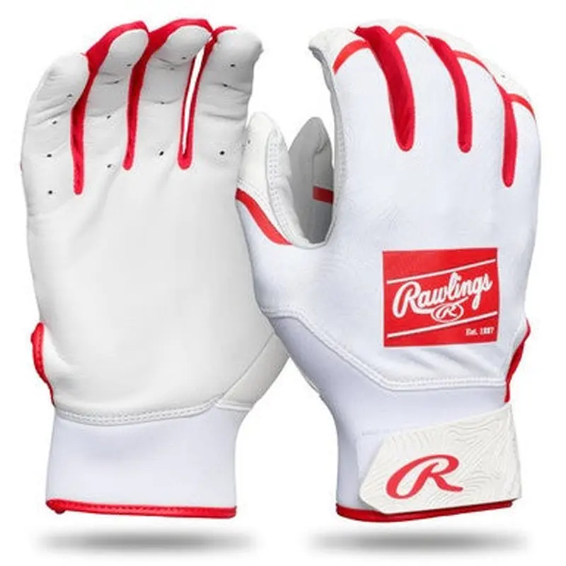 New Rawlings Clout Youth Batting Gloves White/Red Medium 11506-RAWCL25YBGWSM