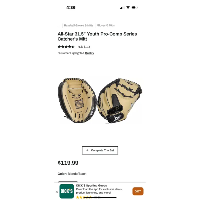 All-star 31.5 Youth pro-comp series catchers mitt