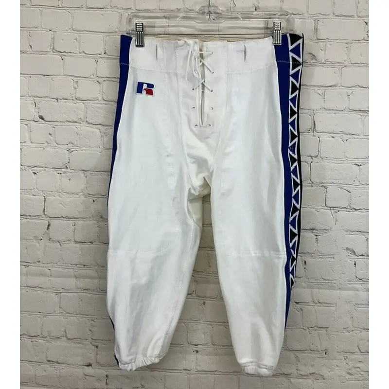 Russell Athletic Mens E9362MN Vintage 1999 L White Blue Black Tie Baseball Pants