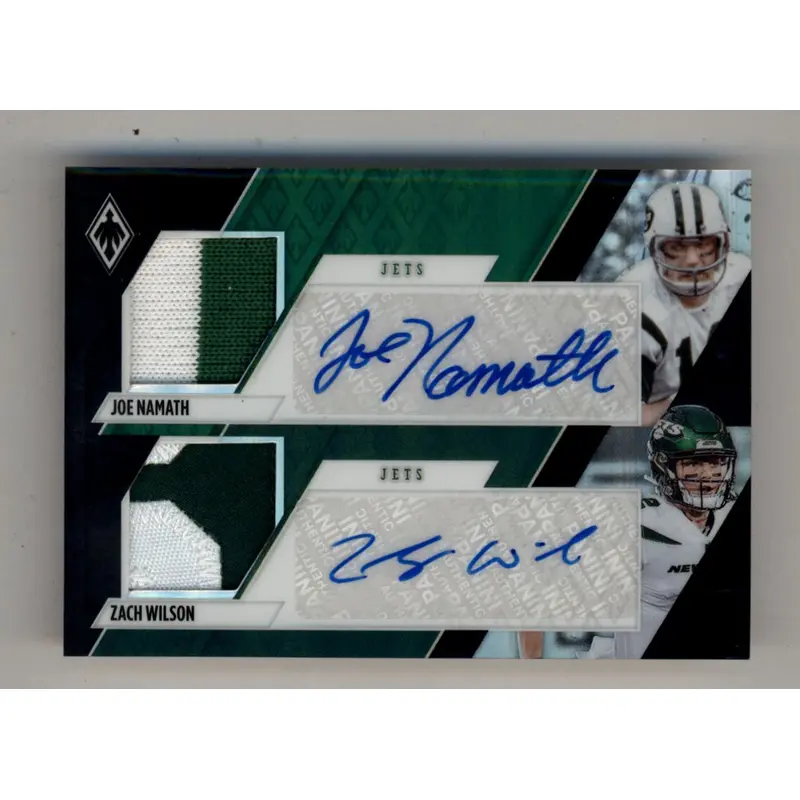 Joe Namath/Zach Wilson 2021 Phoenix Dual Patch Auto Green 3/3
