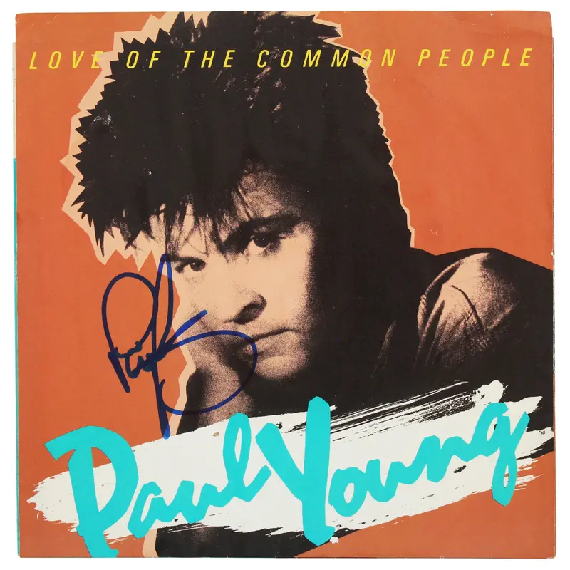 Paul Young Signed Love Of The Common People 45 RPM Album Cover BAS #BF88842