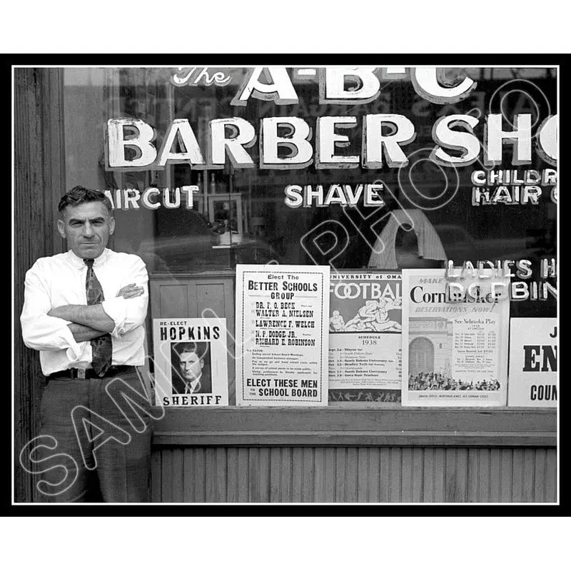 1938 Lincoln Nebraska Barber Shop 8X10 Photo - 2527