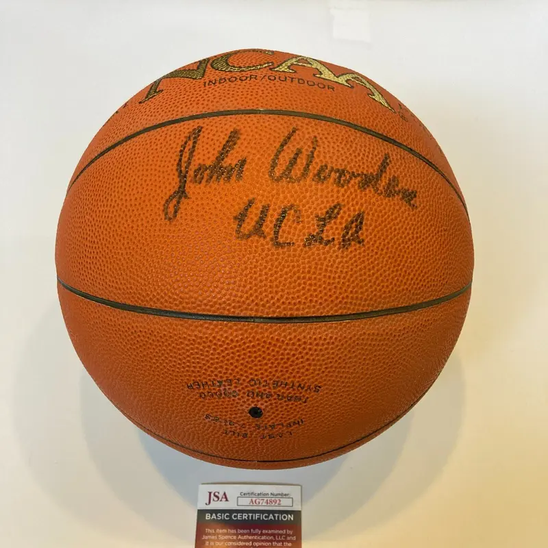 John Wooden "UCLA" Signed Rawlings NCAA Basketball JSA COA