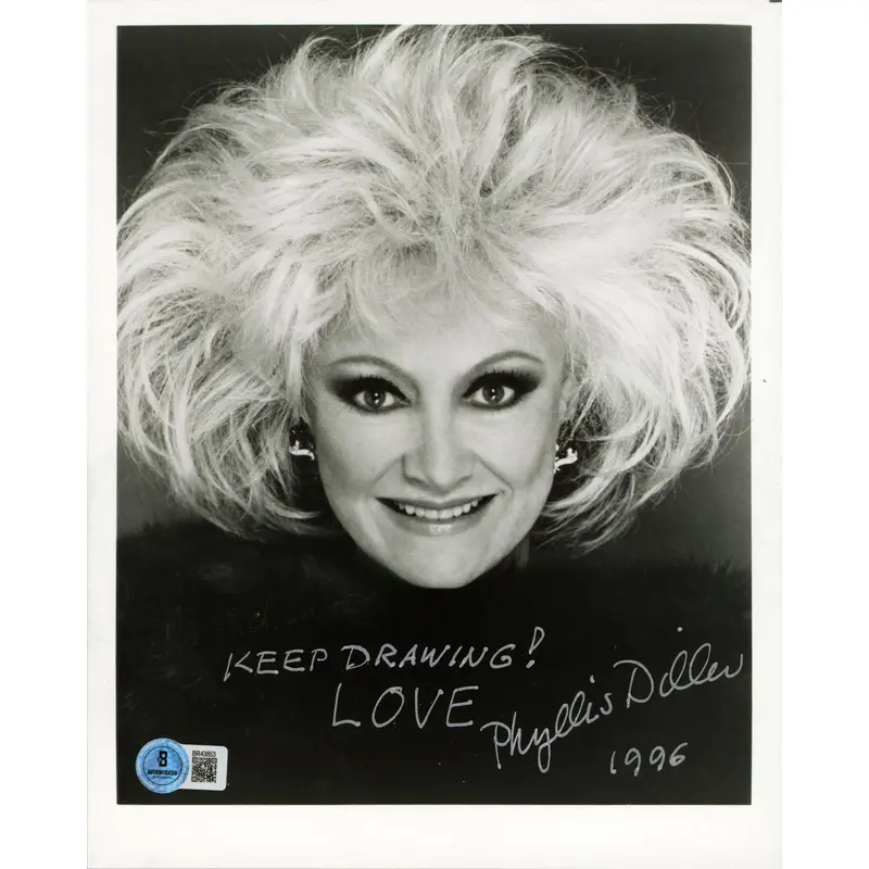 Phyllis Diller "Keep Drawing! Love" Authentic Signed 8x10 Photo BAS #BR43853
