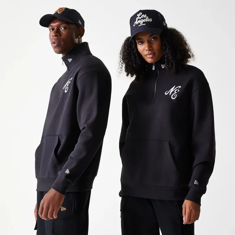 New Era Lifestyle Black 1/4 Zip Sweater