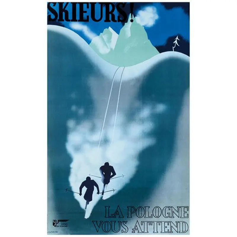 Skiing "Poland Awaits" c.1930 Vintage Travel Poster Giclee Reprint - AAC