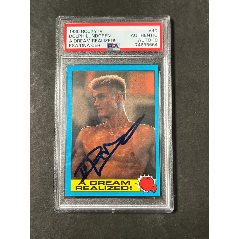 1985 Topps Rocky IV #40 Signed Card Dolph Lundgren PSA Auto 10 Ivan Drago