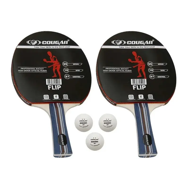 COUGAR Table Tennis Racquet Pair-FLIP |3 Ball | Kibi Sports