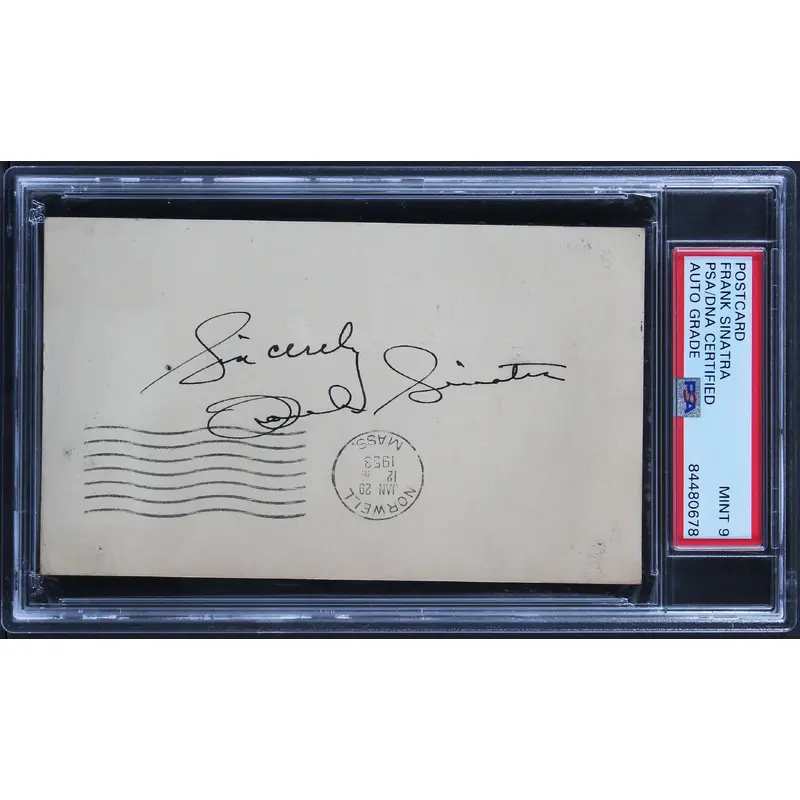Frank Sinatra Authentic Signed 3.25x5.5 1953 Postcard Auto Mint 9! PSA Slabbed