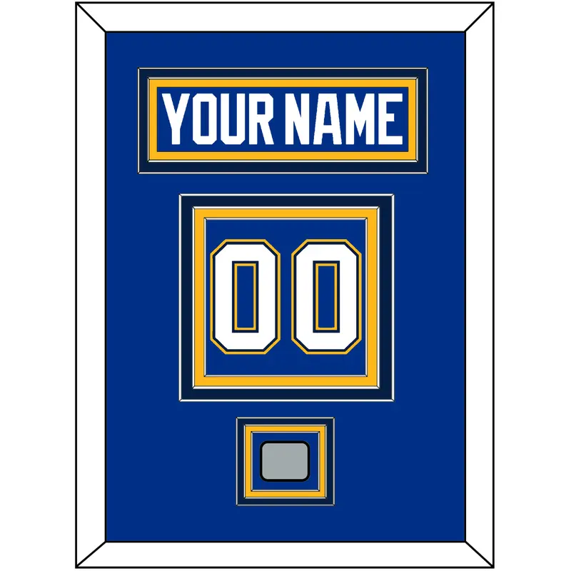 St. Louis Nameplate & Number (Back) With Stanley Cup Finals Patch - Home Blue - Triple Mat 2