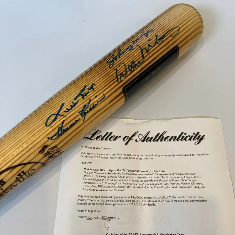 Willie Mays Willie Mccovey Hall Of Fame Multi Signed Bat 10 Sigs PSA DNA COA