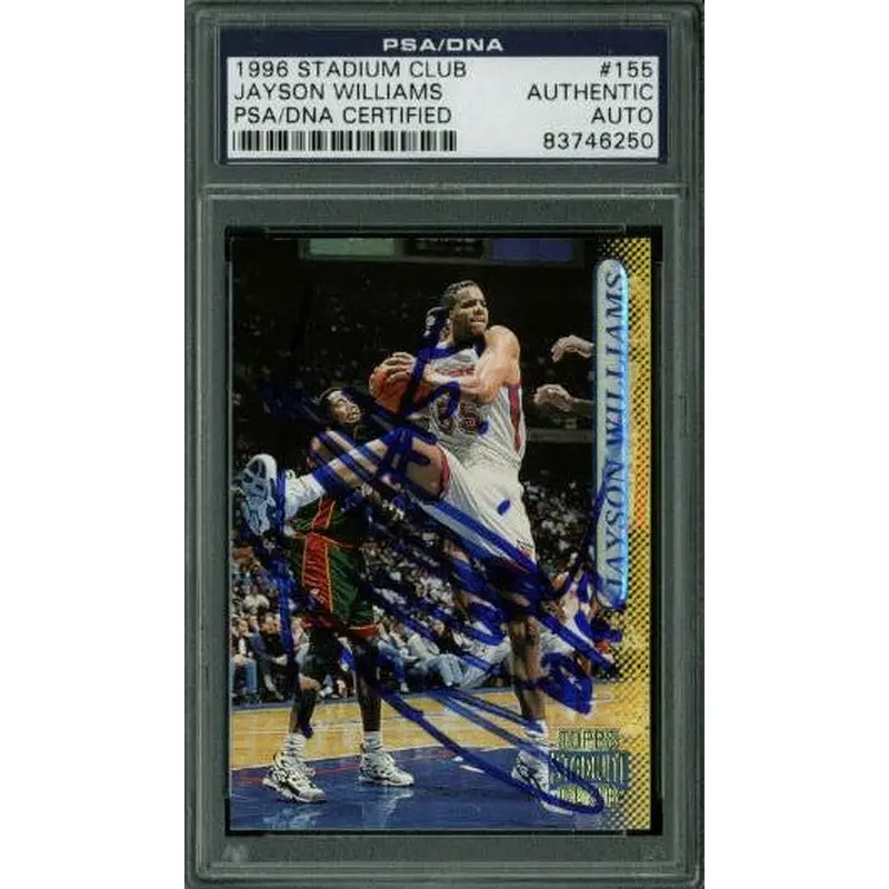 Nets Jayson Williams Authentic Signed Card 1996 Stadium Club #155 PSA Slabbed
