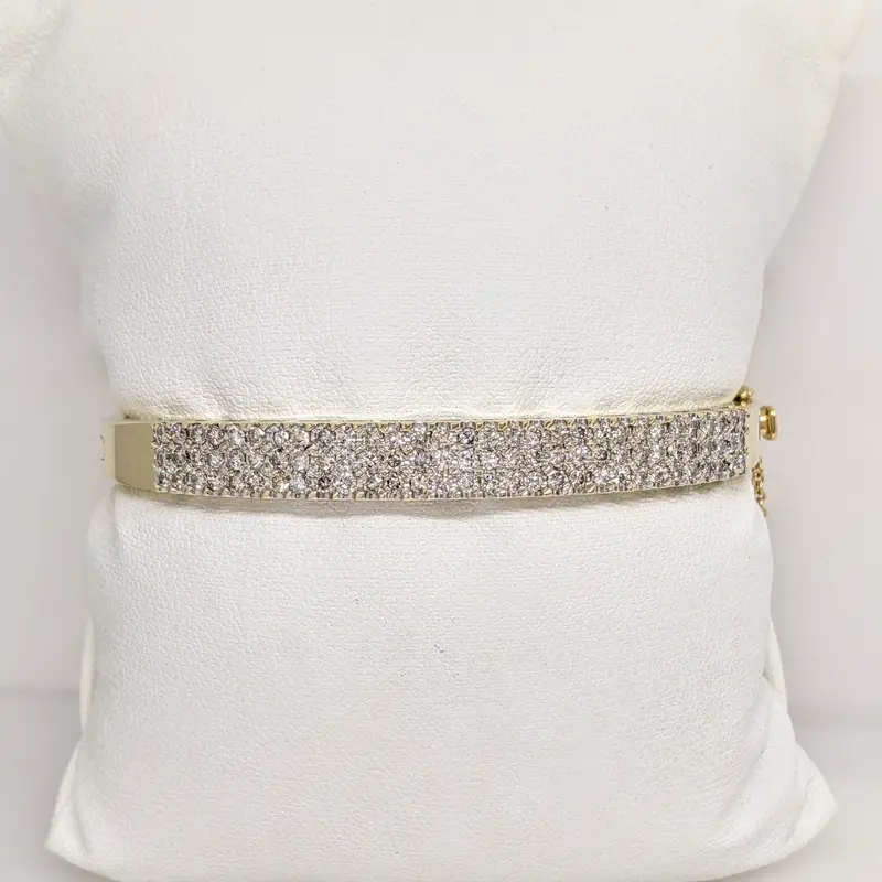 14K 1.80 CARAT TOTAL WEIGHT I1 G DIAMOND ROUND (90) ESTATE BANGLE BRACELET 20.7 GRAMS