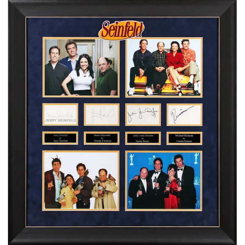 (4) Seinfeld, Alexander, Richards & Louis-Dreyfus Signed Framed Display BAS LOA