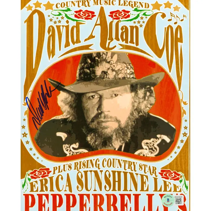 David Allan Coe Authentic Signed 8x10 Photo Autographed BAS #BG90804