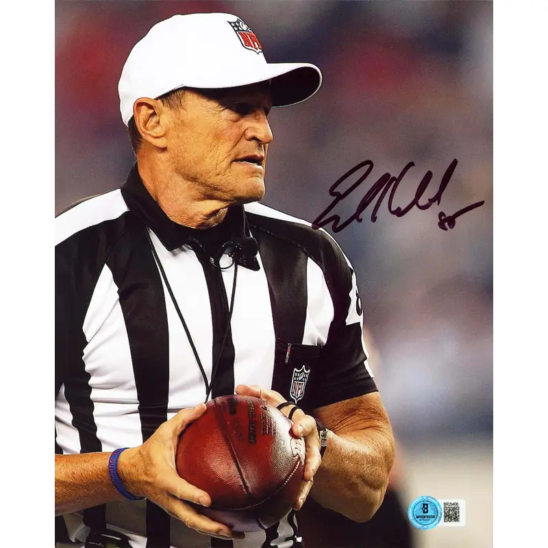 Ed Hochuli Authentic Signed 8x10 Vertical Photo BAS #BR29406
