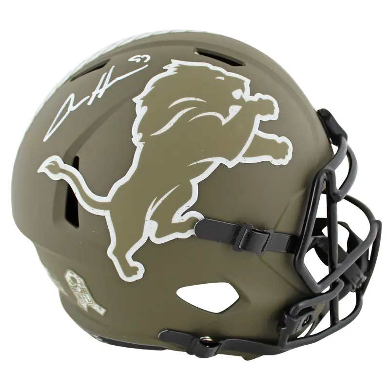 Lions Aidan Hutchinson Signed Salute To Service F/S Speed Rep Helmet BAS Witness