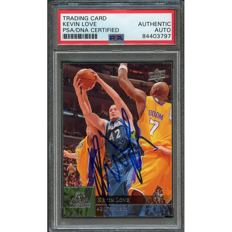 2009-10 Upper Deck #107 Kevin Love Signed Card AUTO PSA Slabbed Timberwolves