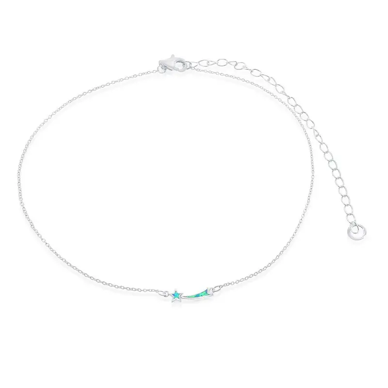 Sterling Silver Blue Inlay Opal Shooting Star Choker