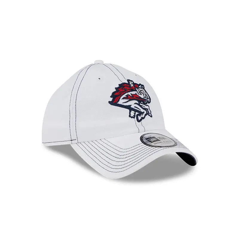 BRP Adult White Casual Classic 920 Adjustable Hat With Blue Stitching Details
