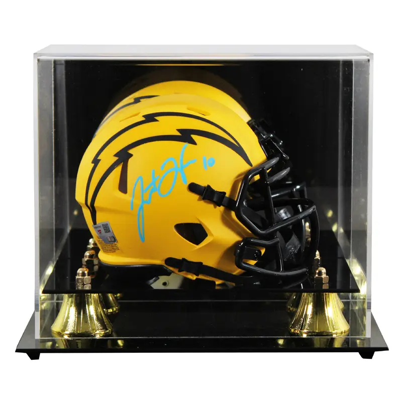 Chargers Justin Herbert Authentic Signed Rave Speed Mini Helmet W/ Case Fanatics