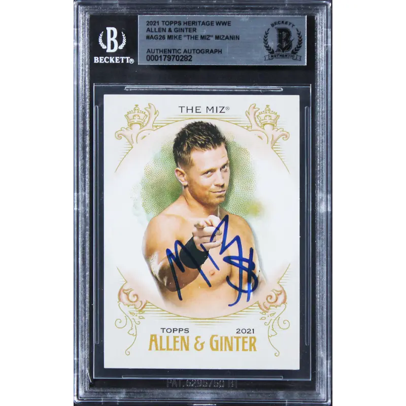 Mike "The Miz" Mizanin Signed 2021 Topps Heritage WWE A&G Card BAS Slabbed