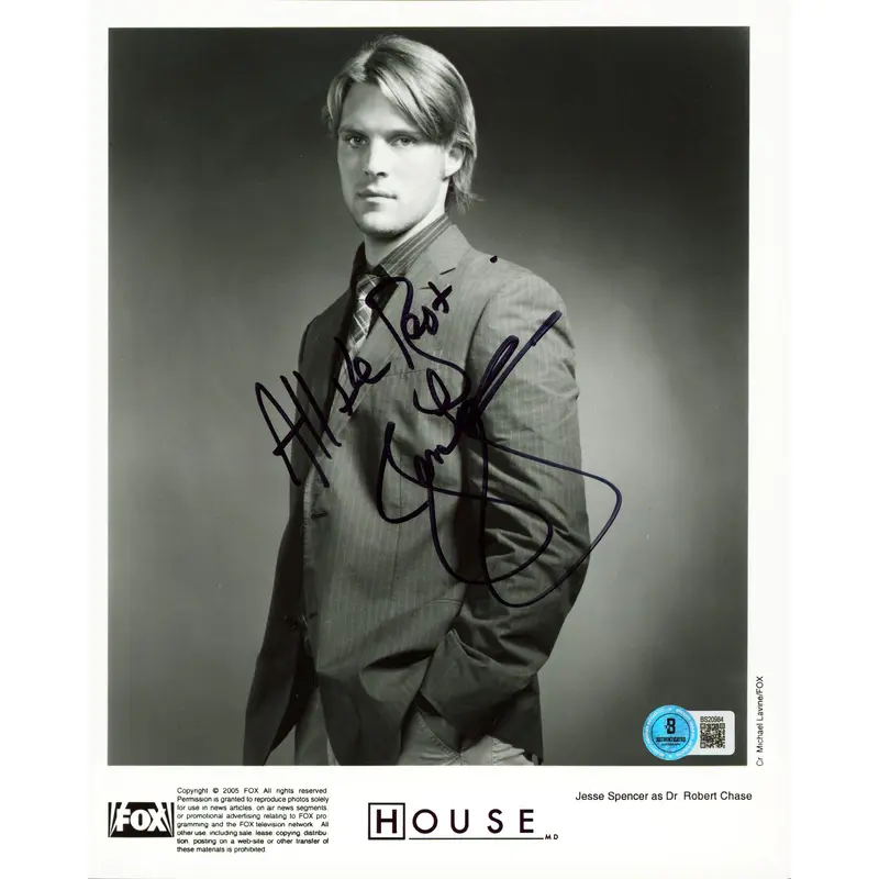 Jesse Spencer House "All The Best" Authentic Signed 8x10 Photo BAS #BS20984