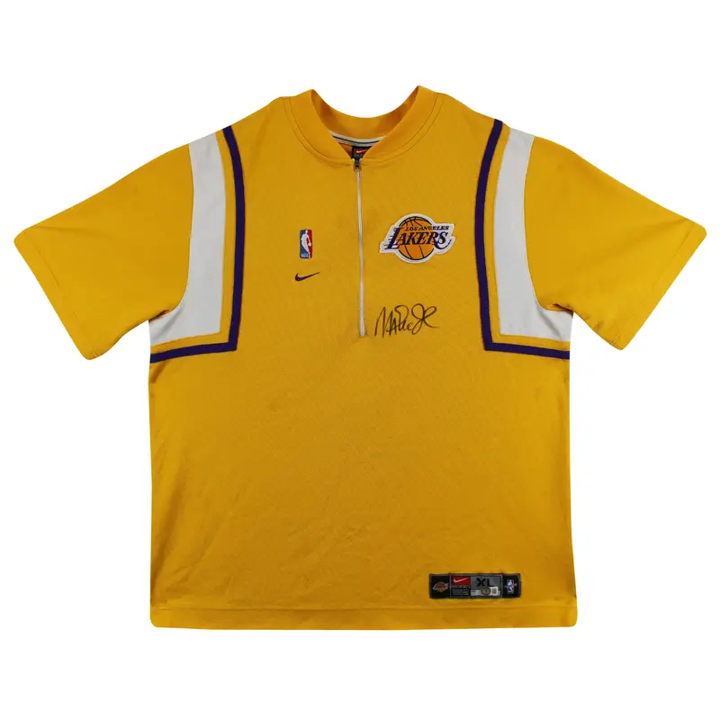 Lakers Magic Johnson Signed Yellow Nike Warmup Shirt BAS Witnessed #W205614