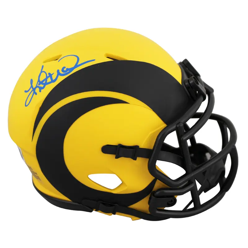 Rams Kurt Warner Authentic Signed Rave Speed Mini Helmet BAS Witnessed