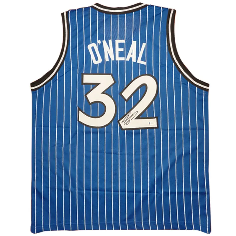 Shaquille O'Neal Autographed Orlando (Blue Pinstripe #32) Custom Jersey - Beckett