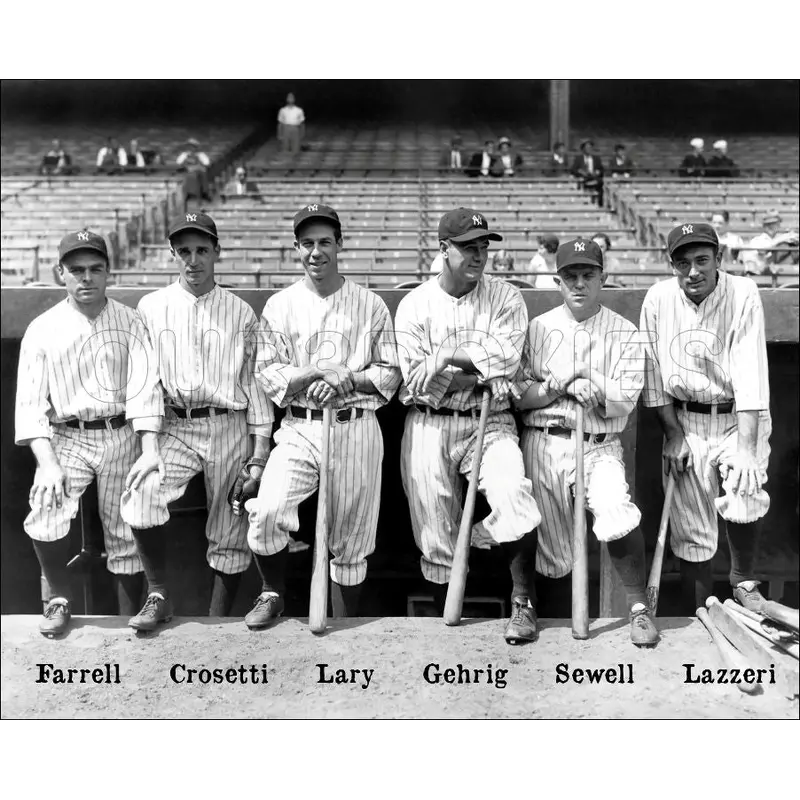 1932 New York Yankees 8X10 Photo - Gehrig Lazzeri Crosetti Lary Sewell Farrell - 869