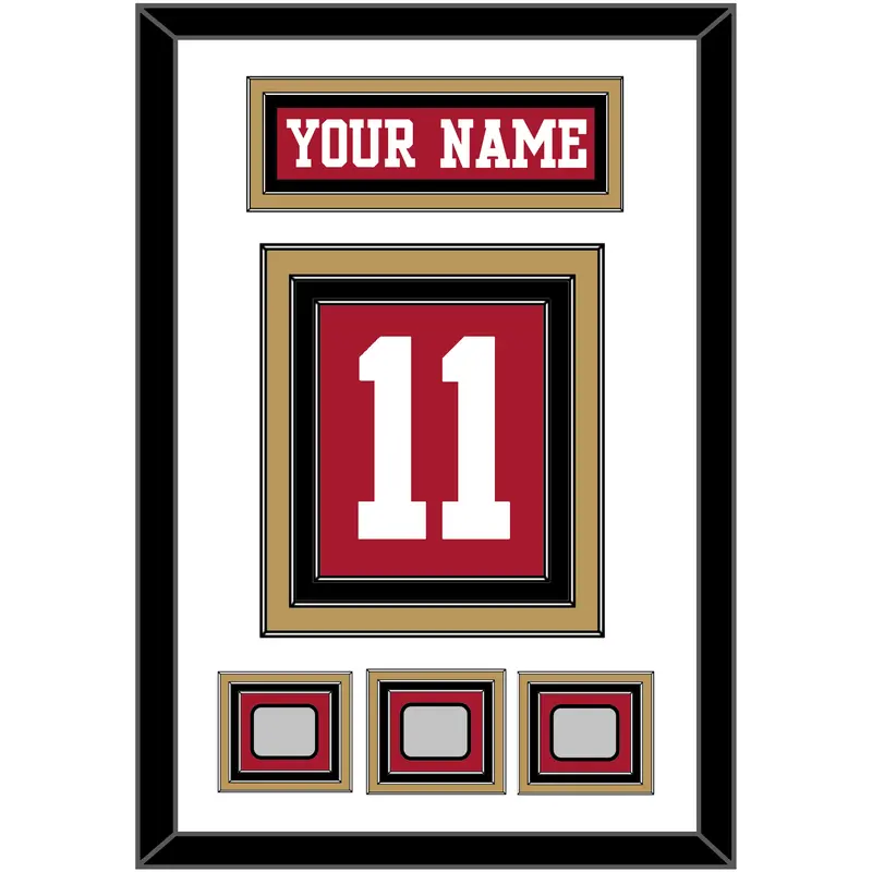 San Francisco Nameplate & Number (Back) With 3 Super Bowl Patches - Home Red - Triple Mat 2