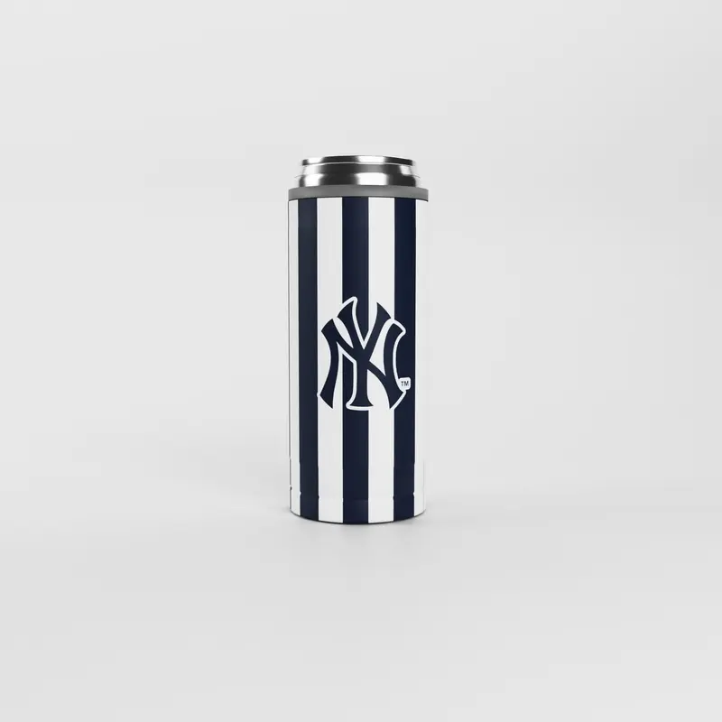 NY Yankees 12oz Striped Powdercoat SlimCan Coolie